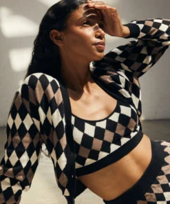 ALOHAS Snug Fall Top Jacquard Brown Clothing