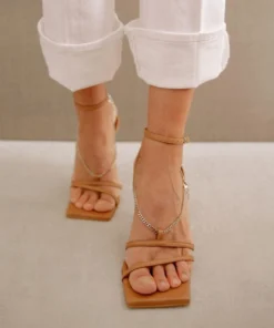 ALOHAS Shoes Straps Chain Camel