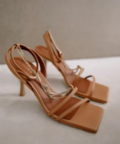 ALOHAS Shoes Straps Chain Camel