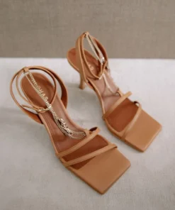 ALOHAS Shoes Straps Chain Camel