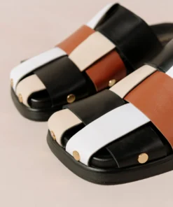 ALOHAS Stuart Scacchi Black Vintage Tan Ivory Bright White Shoes