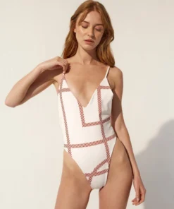 ALOHAS The Arrow Swimsuit V-Neck Cord Print