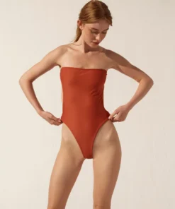 ALOHAS The Cone Swimsuit Strapless Rusty Red Clothing