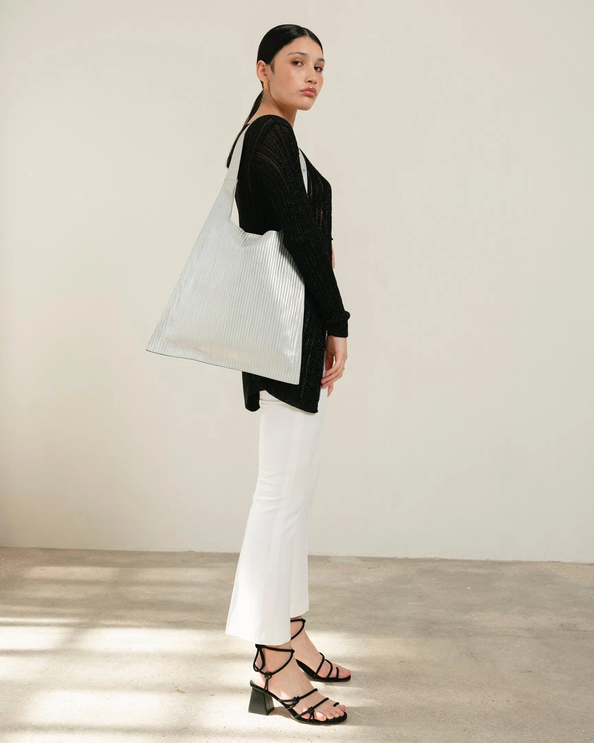 ALOHAS Handbags The L Pleated Shimmer Silver 2 ALOHAS Handbags The L Pleated Shimmer Silver