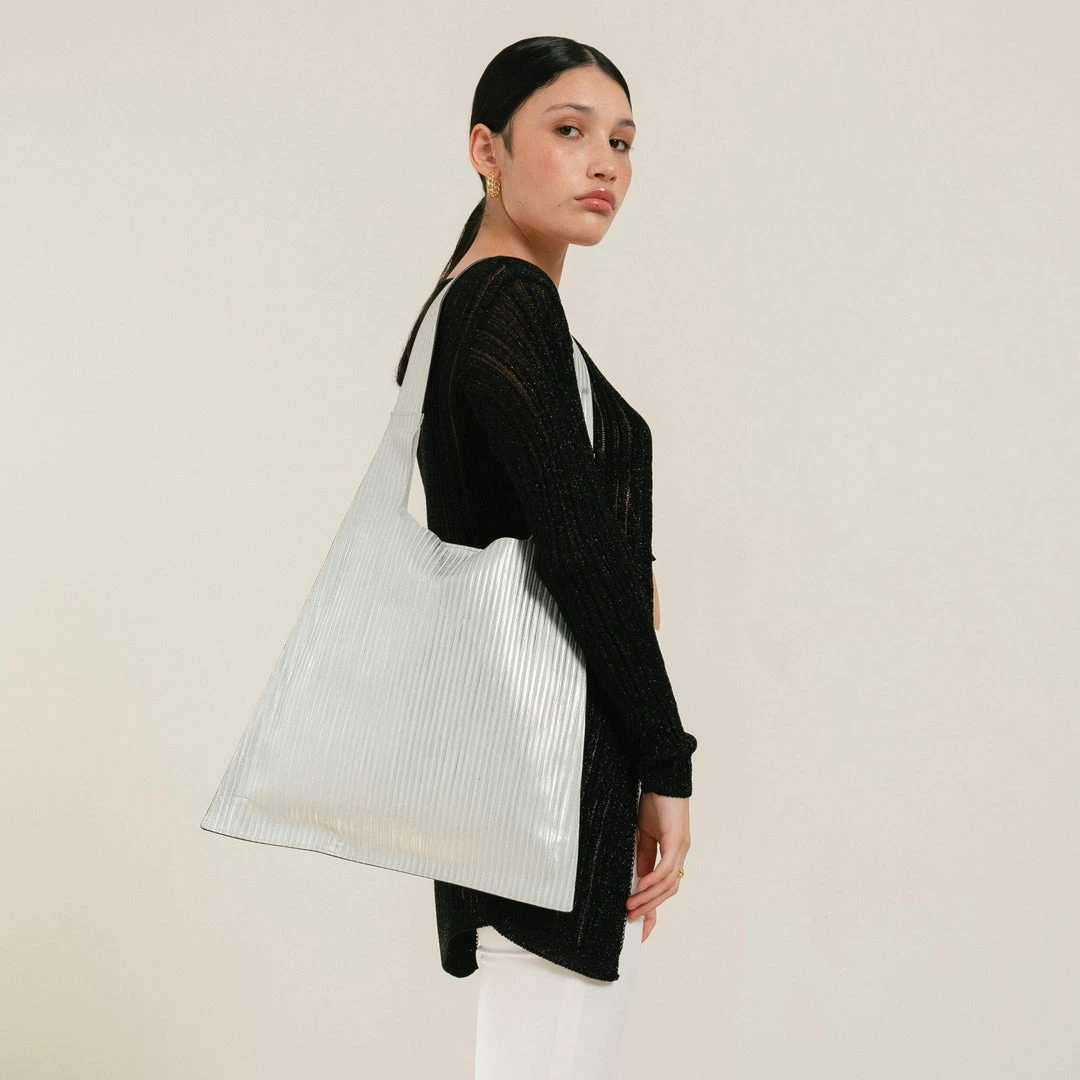 ALOHAS Handbags The L Pleated Shimmer Silver 3 ALOHAS Handbags The L Pleated Shimmer Silver