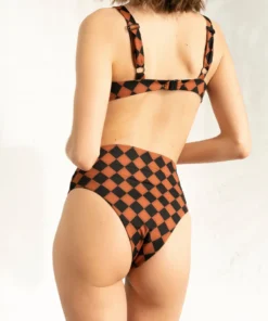 ALOHAS The Loop Bikini Top Scacchi Black Tan Clothing