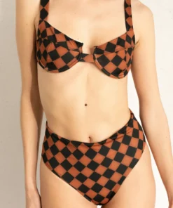 ALOHAS The Pentagon Bikini Bottom Scacchi Black & Tan