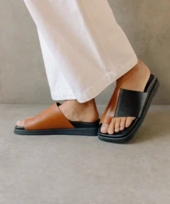 ALOHAS Toe Ring Flop Bicolor Black Tan