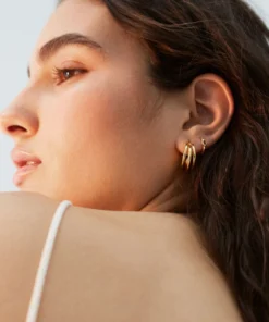 ALOHAS Trilogy Hoop Earrings Gold