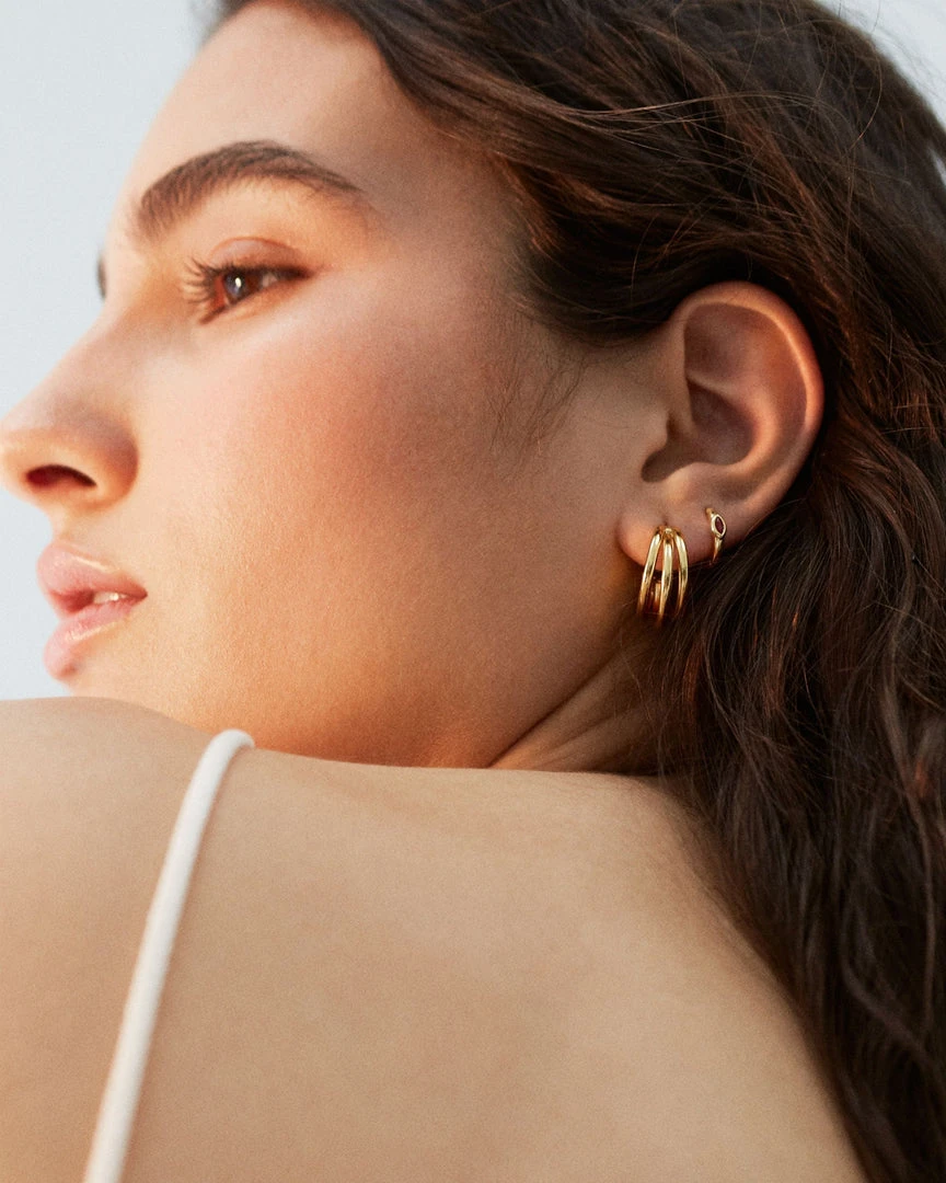 ALOHAS Trilogy Hoop Earrings Gold 1 ALOHAS Trilogy Hoop Earrings Gold