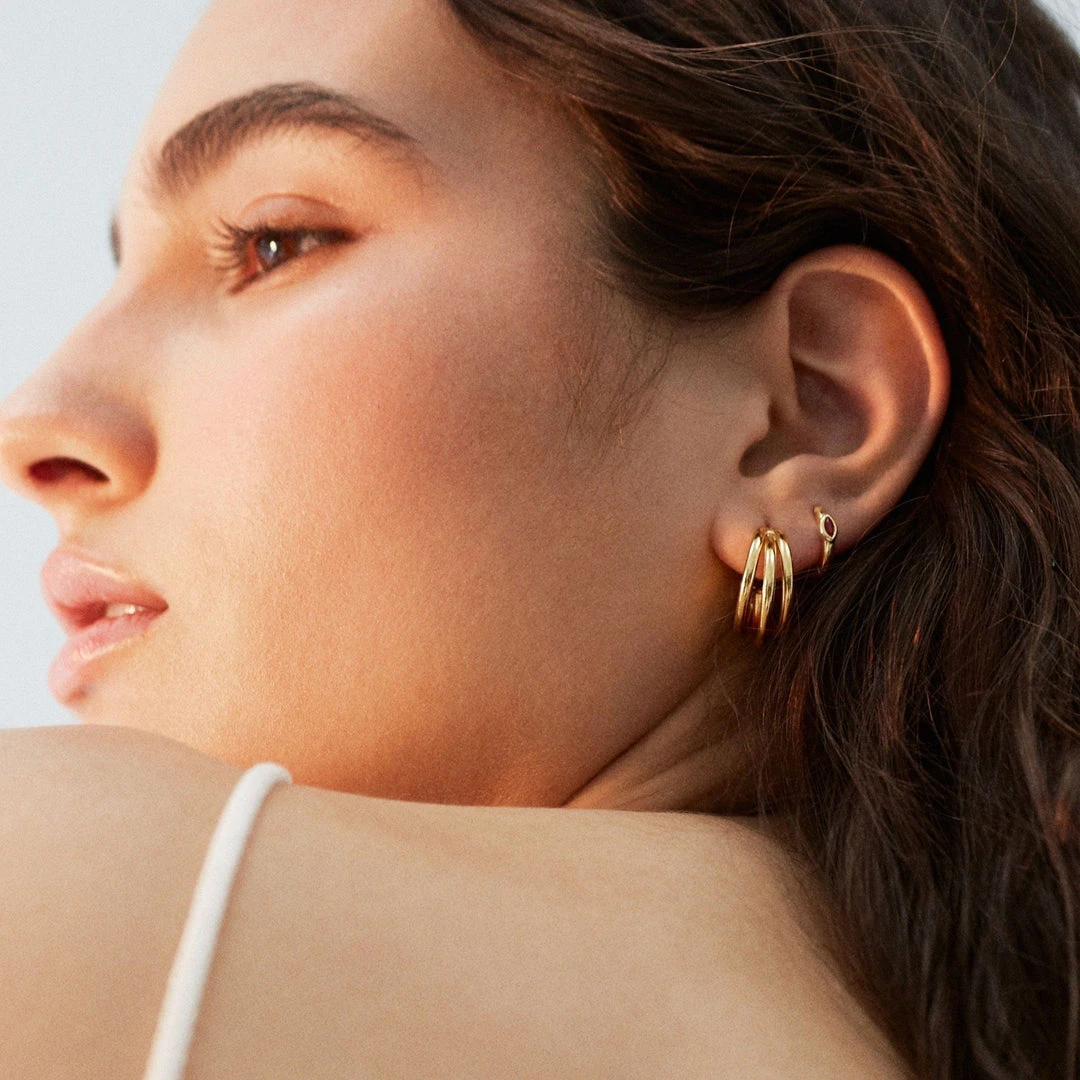 ALOHAS Trilogy Hoop Earrings Gold 3 ALOHAS Trilogy Hoop Earrings Gold