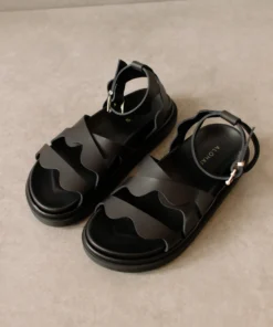 ALOHAS Shoes Wavy Black Sandals