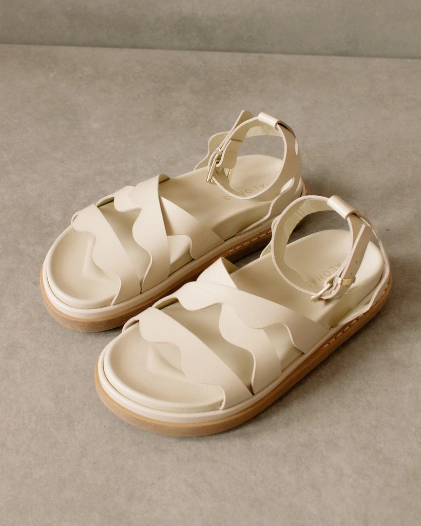 ALOHAS Wavy Ivory Sandals Shoes 10 ALOHAS Wavy Ivory Sandals Shoes