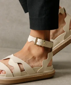 ALOHAS Wavy Ivory Sandals Shoes