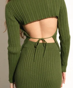 ALOHAS Wise Opened Knit Skirt Emerald