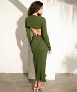 ALOHAS Wise Opened Knit Skirt Emerald