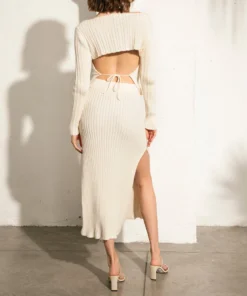 ALOHAS Wise Opened Knit Skirt Off White Clothing