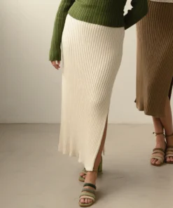 ALOHAS Wise Opened Knit Skirt Off White Clothing
